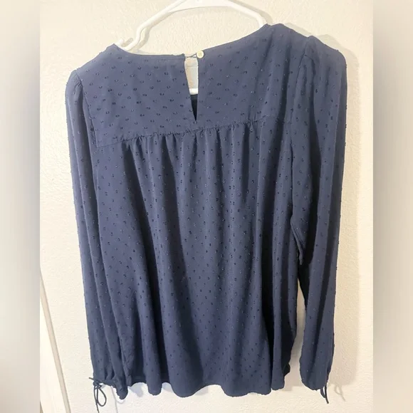 LOFT Textured Navy Blouse - Picture 2 of 4